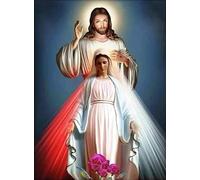 Kit de peinture diamant par numéros Jésus et Vierge Marie pour adultes, décoration murale d'intérieur (30 x 40 cm)