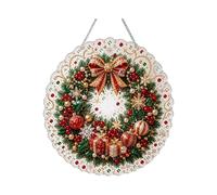Kit de Peinture Diamant Perle pour Attrape-Soleil de Noël, Chaîne en Métal Pré-Assemblée, Support Rond avec Bordure en Dentelle A