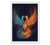 Kit de peinture diamant phénix feu et eau pour adultes et débutants - Perceuse carrée 5D avec outils de bricolage - Décoration murale pour salon, chambre à coucher, bureau - 20,3 x 30,5 cm