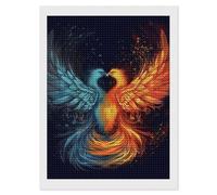 Kit de peinture diamant phénix feu et eau pour adultes et débutants - Perceuse ronde 5D avec outils de bricolage - Décoration murale pour salon, chambre à coucher, bureau - 30,5 x 40,6 cm