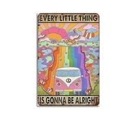 Kit de peinture diamant pour adultes, bus arc-en-ciel, affiche « Every Little Thing Is Gonna Be Alright » - Impression sur toile vintage et esthétique pour salon - 20 x 30 cm - Style sans cadre