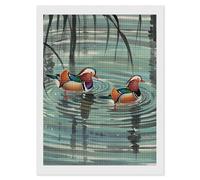 Kit de peinture diamant pour adultes, canards mandarins de style chinois, peinture par numéros pour adultes débutants 5D, peinture à points carrés en diamant 5D, art artistique pour décoration murale