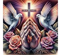 Kit de peinture diamant pour adultes, kit de peinture à strass religieux à faire soi-même, points ronds pour adultes, kit de peinture 5D Christ pour décoration murale d'intérieur pour adultes, 35 x 35