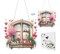 Kit de peinture diamant pour la Saint-Valentin à faire soi-même avec strass et strass pour fenêtre, décoration murale pour la maison, le jardin (motif double face diamant à pointe unilatérale