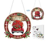 Kit de peinture diamant pour la Saint-Valentin à faire soi-même avec strass et strass pour fenêtre, maison, jardin, décoration murale (motif double face diamant à pointe unilatérale) - Camion rose