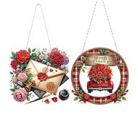 Kit de peinture diamant pour la Saint-Valentin à faire soi-même avec strass et strass pour fenêtre, maison, jardin, décoration murale (motif double face diamant à pointe unilatérale) - 2 pièces - 2