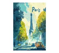 Kit de peinture diamant représentant une scène de rue avec la Tour Eiffel à Paris - Cadeau d'anniversaire pour adultes et filles - Kit d'art et de loisirs créatifs - Peinture diamant 20 x 30 cm