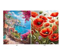 Kit de peinture diamant rond 5D à faire soi-même, bord de mer, 40x50cm, pour décoration murale de la maison