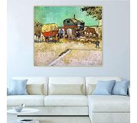 Kit de peinture diamant Van Gogh, campement de gitans avec caravanes, peinture à points diamantés pour décoration murale