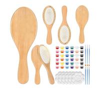 Kit de Peinture DIY Brosse à Cheveux en Bois - 6 Peignes, 6 Peintures Acryliques, Pinceaux & Palettes - Cadeau Créatif