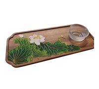 Kit de peinture émaillée en filigrane à faire soi-même - Décoration de votre propre plateau en bois - Peinture pré-dessinée pour adultes (lotus)