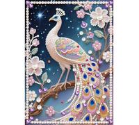 Kit de peinture en forme de paon 5D à faire soi-même - Perceuse partielle - Pour adultes et débutants - Décoration d'intérieur - 30 x 40 cm
