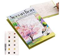 Kit de peinture et de dessin - Kit de peinture aquarelle pliable - Avec livre de coloriage, carnet de croquis, ordinateur portable, pinceaux et 12 couleurs - Fournitures pour artistes débutants pour