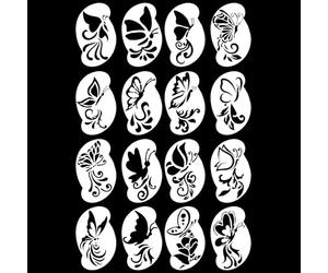 Kit de peinture faciale 16 pièces - Pochoirs réutilisables pour peinture faciale - Modèles faciles avec motifs animaux, fées et papillons, idéal pour adultes et enfants, maquillage, carnaval, fêtes