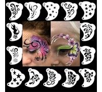 Kit de peinture faciale - 16 pochoirs réutilisables pour peintures faciales - Modèles faciles avec motifs animaux, fées et papillons, idéal pour adultes et enfants, carnaval, Noël, fêtes