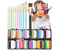 Kit de Peinture Faciale Professionnel - Palette Arc-en-ciels 12 Couleurs, Non Toxique et Lavable | Maquillage Corporel pour Fête, Scène, Cosplay, Carnaval, Hommes, Femmes