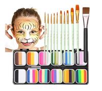 Kit de peinture lavable pour visages - Élégant fonctionnel, portable, compact, 12 couleurs, peinture professionnelle, ergonomique, durable, polyvalent, maquillage arc-en- pour garçon, fille et