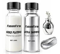Kit de peinture liquide à base d'alcool à séchage rapide ultra brillante métallisée pour travaux manuels, art en résine, décoration à faire soi-même | Finition haute brillance avec vernis | 2 flacons