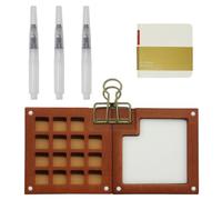 Kit de Peinture Miniature à 15 grilles, kit Aquarelle Portable, kit de Palette Peinture à l'aquarelle de Voyage en Bois, Palette Humide Peinture Figurine de Croquis, Ensemble de Voyage d'aquarelle