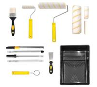 Kit de peinture murale, grand rouleau de peinture - Pinceau ergonomique avec tige d'extension et plateau anti-goutte pour terrasse, béton, armoires, plinthes