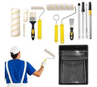 Kit de peinture murale - Rouleaux pour peindre les | Avec perche extensible et plateau anti-goutte ergonomique pour meubles, plafonds, réparations, textures et extérieur