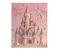 Kit De Peinture Nacrée À Faire Soi-même, Motif Château Et Feux D'artifice, Loisirs Créatifs Avec Perles En Plastique Pour Adultes Et Débutants, Kit De Peinture Diamant, Décoration Pour Appartement
