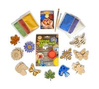 Kit de peinture Nature Craft | 10 formes naturelles en bois | 2 pinceaux en bambou | 6 couleurs de peinture lavable non toxique | Durable et respectueux de l'environnement | Zéro déchet et sans