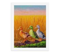 Kit de peinture numérique à trois canards colorés devant du blé doré pour adultes - Créez votre propre scène magique - Fournitures d'art sans cadre - 40 x 50 cm