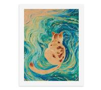 Kit de peinture numérique avec motif chat dans un océan abstrait tourbillonnant pour adultes - Créez votre propre scène magique - Fournitures d'art sans cadre - 40 x 50 cm