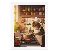 Kit de peinture numérique pour adultes - Motif chat - Pour cuisiner une soupe sur la cuisinière - Pour adultes - Créez votre propre scène magique - Fournitures d'art sans cadre - 40 x 50 cm