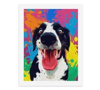 Kit de peinture numérique pour adultes - Motif chien noir et blanc avec sa langue - Créez votre propre scène magique - Fournitures d'art sans cadre - 40 x 50 cm