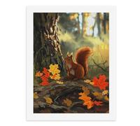 Kit de peinture numérique pour adultes - Motif écureuil rouge au milieu des feuilles d'automne - Créez votre propre scène magique - Fournitures d'art sans cadre - 40 x 50 cm