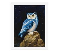 Kit de peinture numérique pour adultes Motif hibou majestueux perché sur un éperon rocheux sous un ciel étoilé pour adultes Créez votre propre scène magique Fournitures d'art sans cadre 40 x 50 cm