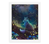 Kit de peinture numérique pour adultes - Motif renard entouré de lucioles dans une forêt mystique - Créez votre propre scène magique - Fournitures d'art sans cadre - 40 x 50 cm