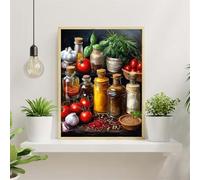 Kit de Peinture Numero Enfant 30x40cm,DIY sans Cadre Condiments de cuisine Acrylique peinture numero Adulte avec Pinceaux,Légumes Paint by Numbers sur Toile Artisanat pour Décoration de Maison
