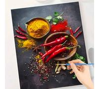 Kit de peinture par numéros - Art sur canevas DIY facile d'épices et d'herbes chics sans cadre, parfait pour la décoration de la maison et idée de cadeau créatif 40x50 sans cadreNon-tissé
