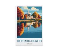 Kit de peinture par numéros Bourton on the Water, Angleterre. Peinture acrylique à faire soi-même, facile et colorée, idéale pour les débutants, pour la décoration murale de la maison (30 x 40 cm).