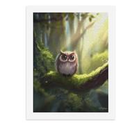 Kit de peinture par numéros - Motif chouette perché sur une branche moussue dans une forêt sereine - Kit de peinture numérique pour adultes - Créez votre propre scène magique - Fournitures d'art sans