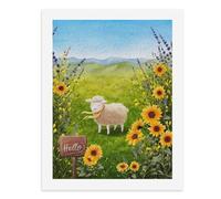 Kit de peinture par numéros - Motif mouton mignon dans un champ de tournesol - Pour adultes - Créez votre propre scène magique - Fournitures d'art sans cadre - 40 x 50 cm