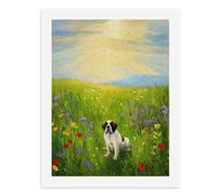 Kit de peinture par numéros - Motif Saint Bernard dans une prairie colorée - Pour adultes - Créez votre propre scène magique - Fournitures d'art sans cadre - 40 x 50 cm
