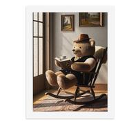 Kit de peinture par numéros - Ours en peluche dans une chaise à bascule pour lire un livre - Kit de peinture numérique pour adultes - Créez votre propre scène magique - Fournitures d'art sans cadre