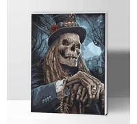 Kit de peinture par numéros pour adultes avec cadre - Peinture par numéros sur toile avec cadre - Arts et travaux manuels - Décoration murale - Motif tête de mort - 30,5 x 40,6 cm