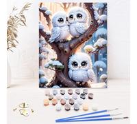 Kit de Peinture par Numéros pour Enfants et Adultes - Motif Hiboux, Oiseaux et Animaux - Pour Débutants - Chiffres Artisanaux pour Cadeaux