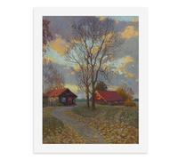 Kit de peinture par numéros - Scène de village pittoresque avec feuilles d'automne sur le sol - Kit de peinture numérique pour adultes - Créez votre propre scène magique - Fournitures d'art sans cadre