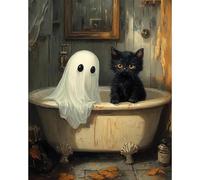 Kit de peinture par numéros sur toile à faire soi-même - Motif chat - Décoration murale - 40 x 50 cm (A)