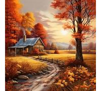 Kit de peinture par numéros sur toile sans cadre Motif feuilles d'érable d'automne 40 x 40 cm