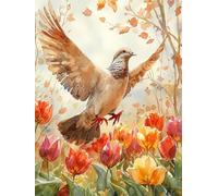 Kit de peinture par numéros - Tulipe et colombe blanche - 30x40cm v-1092