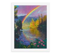 Kit de peinture par numéros - Un arc-en-ciel coloré sur un lac serein - Kit de peinture numérique pour adultes - Créez votre propre scène magique - Fournitures d'art sans cadre - 40 x 50 cm