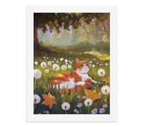 Kit de peinture par numéros Un chat roux et blanc allongé parmi des pissenlits dans une prairie Kit de peinture numérique pour adultes Créez votre propre scène magique Fournitures d'art sans cadre 40
