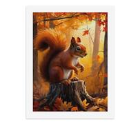 Kit de peinture par numéros Un écureuil rouge sur une souche d'arbre dans la forêt d'automne Kit de peinture numérique pour adultes Créez votre propre scène magique Fournitures d'art sans cadre 40 x